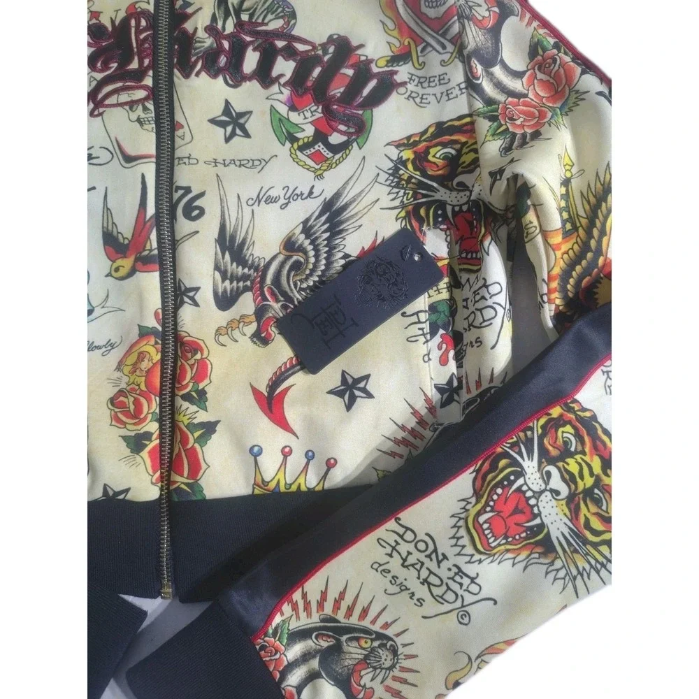 Ed Hardy Shrunken Flashboard Multi‎ Junior Track Jacket Tattoo Flash Size Small